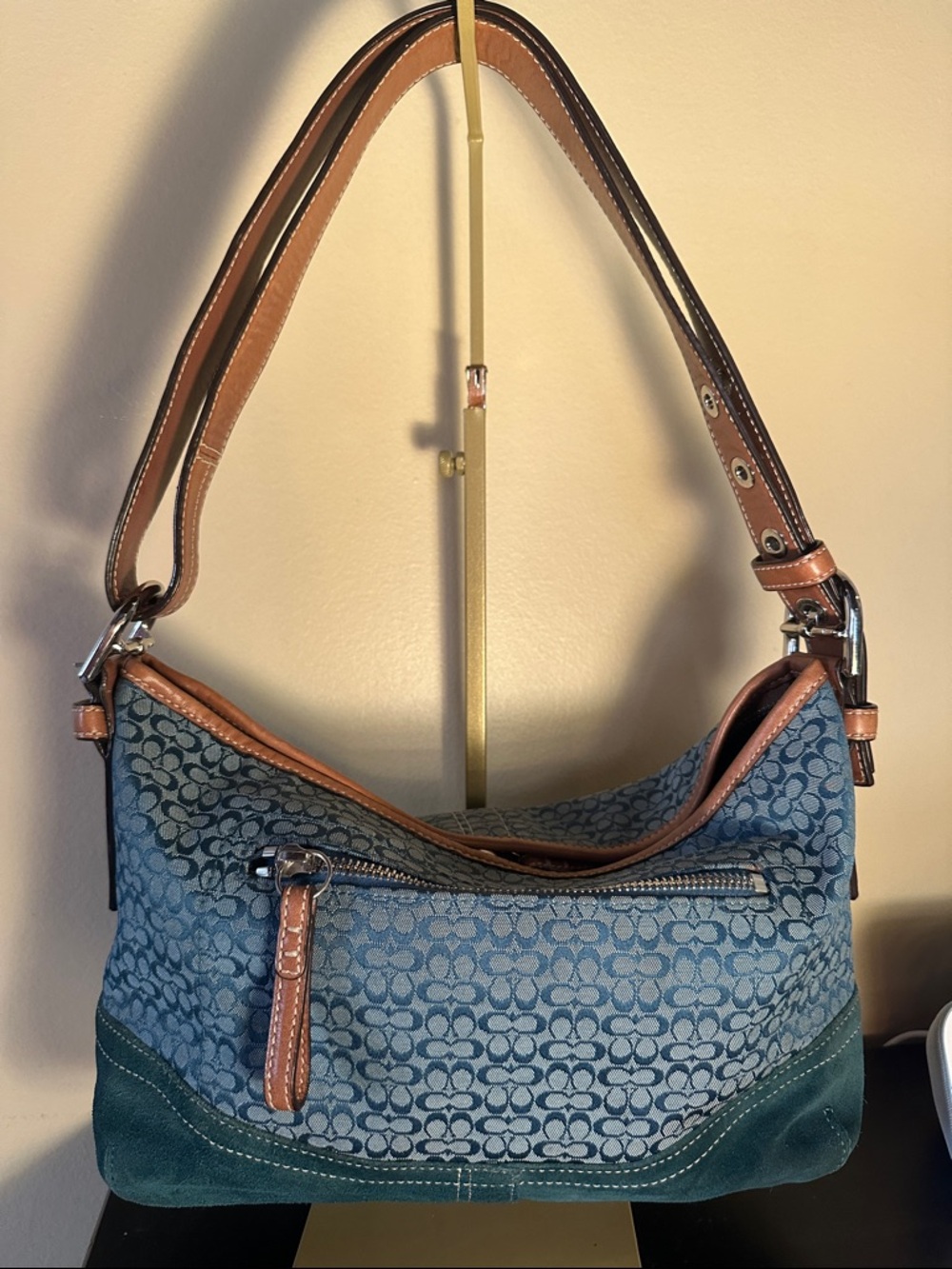 Coach Baguette Bag Blue Monogram